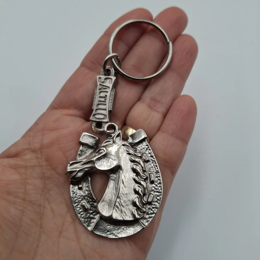 Lucky Horseshoe‎ Horse Head Metal Keychain Charm Souvenir Mexico Rugged Western